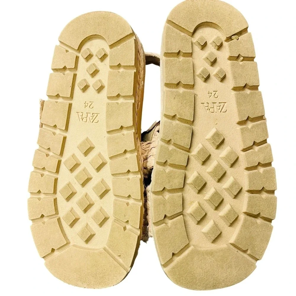 Zara Sandals Tan Woven Raffia Espadrille Toddler 7.5 Boho Summer